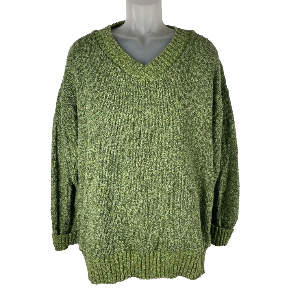 WILLAPA BAY KNITS 100% COTTON OUTDOOR Green Sweater‎ L South Bend Washington USA